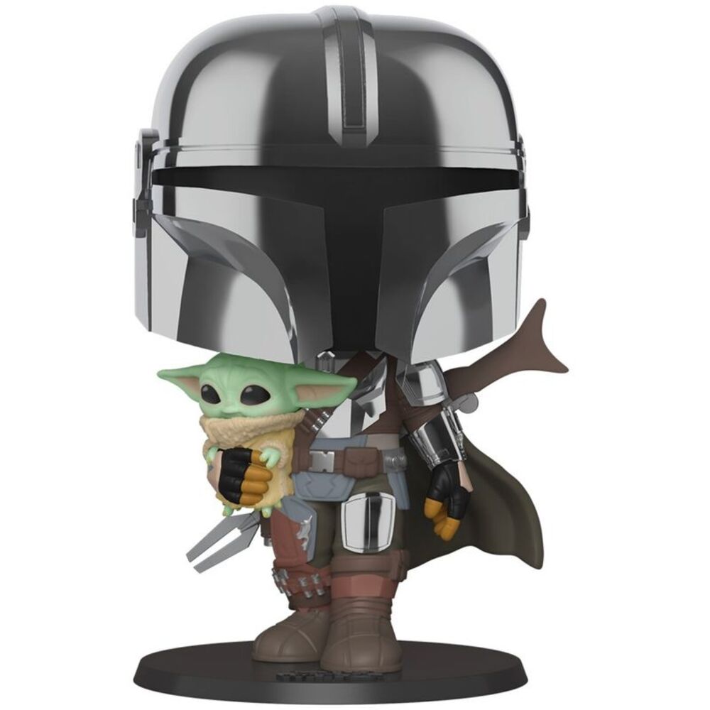 Funko POP! STAR WARS: Mandalorian - Chrome Mandalorian w/ Child 10"